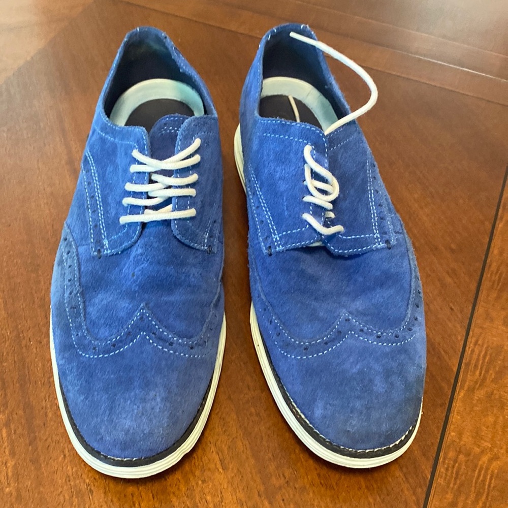 Cole Haan Grand OS Mens blue suede Oxford shoes 8.5